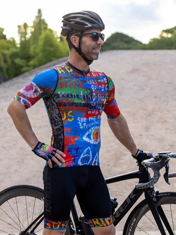 8 Days  Blue Men's Reborn Jersey  on model  | Cycology  AUS