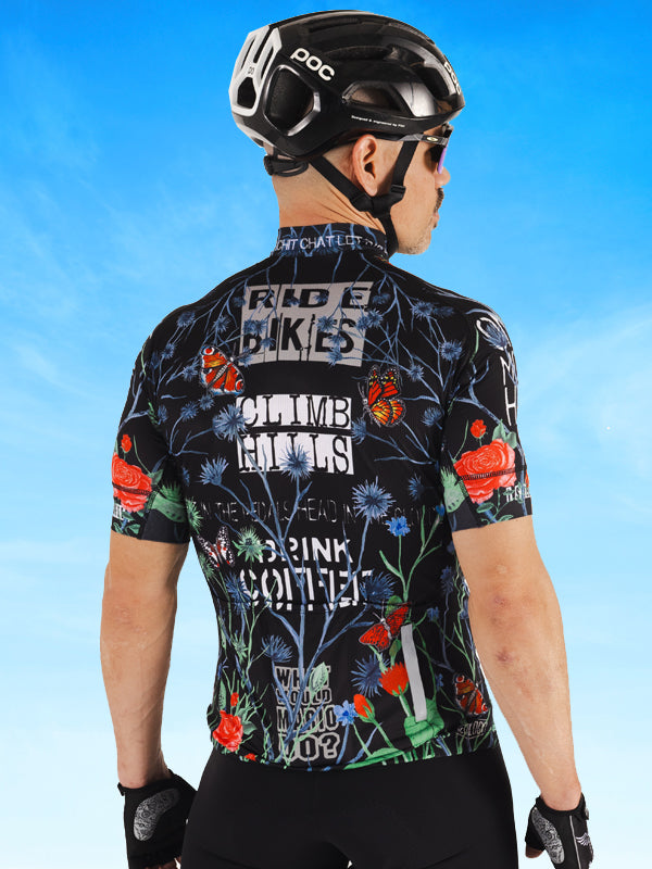 Gangsta Black Men's Cycling Jersey Back on model  | Cycology AUS