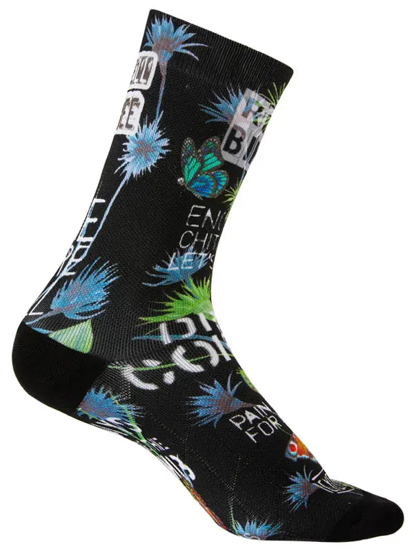 Gangsta Black Cycling Socks  Side view | Cycology AUS