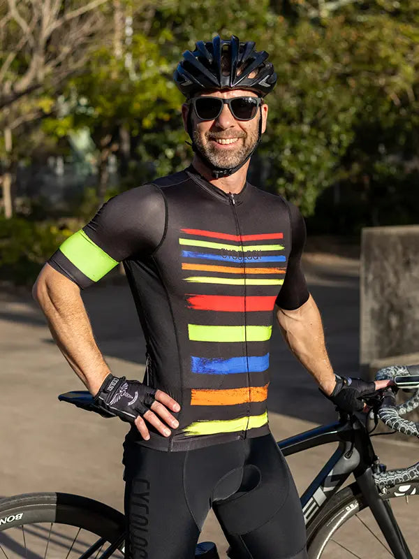 Constructed from recycled materials Men's Horizon Black Reborn Cycling Jersey 