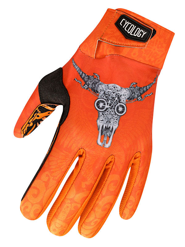 Life Behind Bars Orange MTB Gloves Top  | Cycology AUS