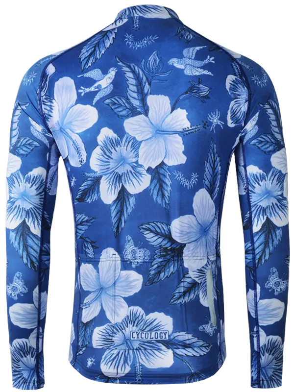 Maui Men's Blue Long Sleeve Summer Cycling Jersey  Back | Cycology AUS