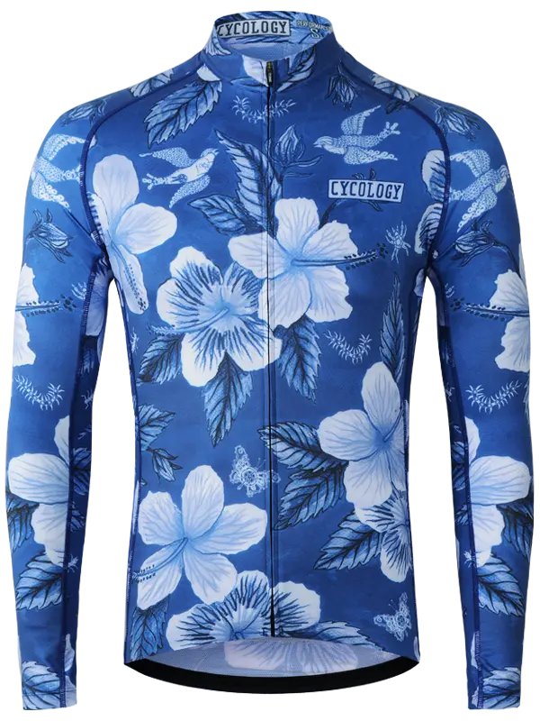 Maui Men's Blue Long Sleeve Summer Cycling Jersey Front | Cycology AUS