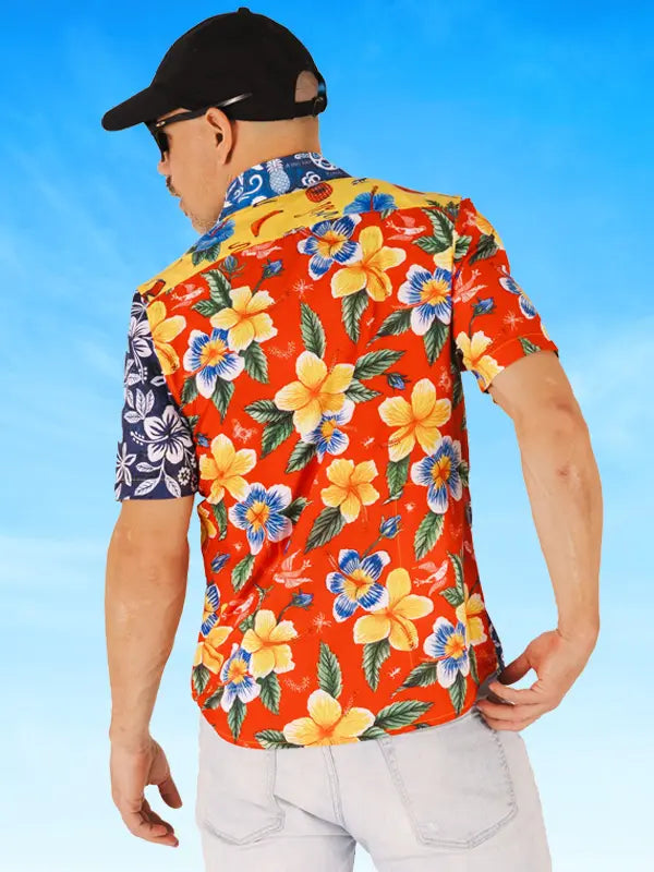 Mahalo Blue Men's Gravel Cycling Shirt  on model back | Cycology AUS