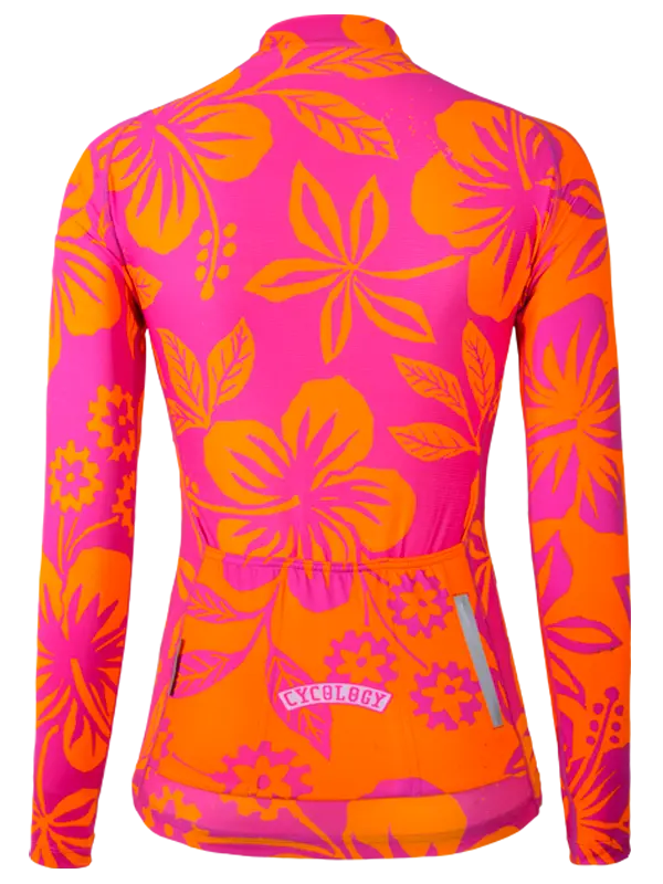 Oahu Pink Women's Long Sleeve Summer Cycling Jersey  Back | Cycology AUS