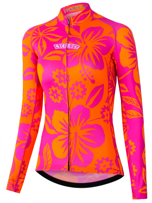 Oahu Pink Women's Long Sleeve Summer Cycling Jersey  Front | Cycology AUS