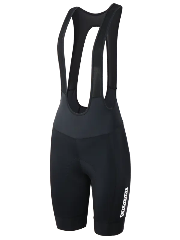 Cycology Womens Black Quick Pee Cycling Bib Shorts Front  | Cycology AAUS