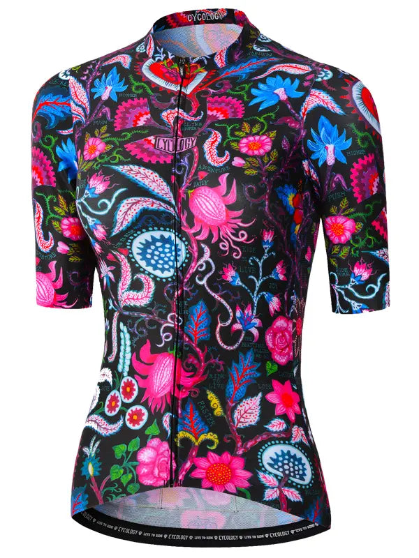 Secret Garden Black Women's Reborn Cycling Jersey  Front | Cycology AUS