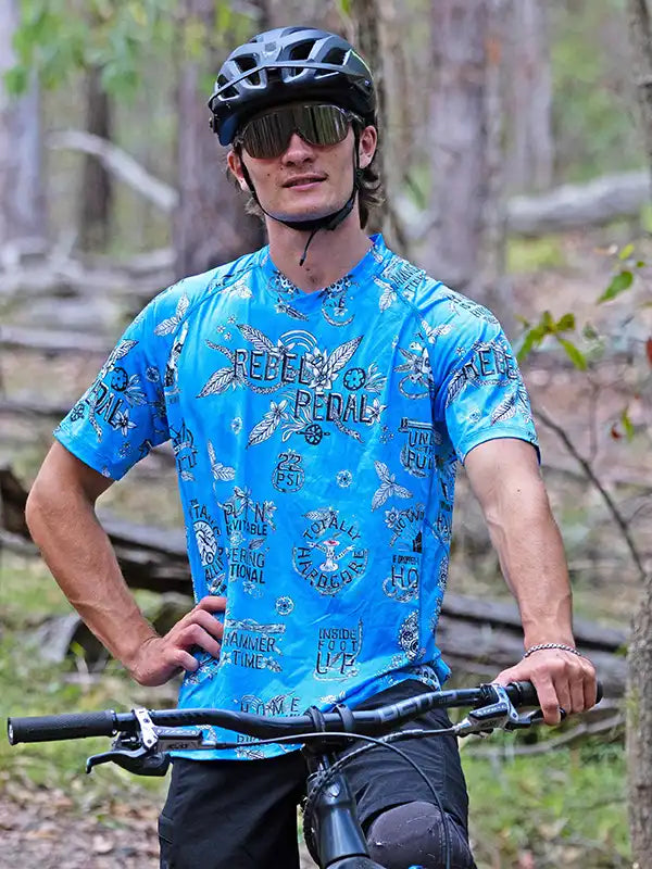 Rebel Pedal Blue Short Sleeve Men s MTB Jersey Cycology AUS Cycology Clothing AUS