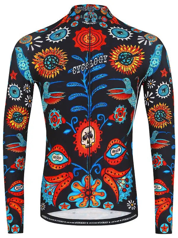 Tijuana Black Men's Long Sleeve Cycling Jersey  front | Cycology AUS