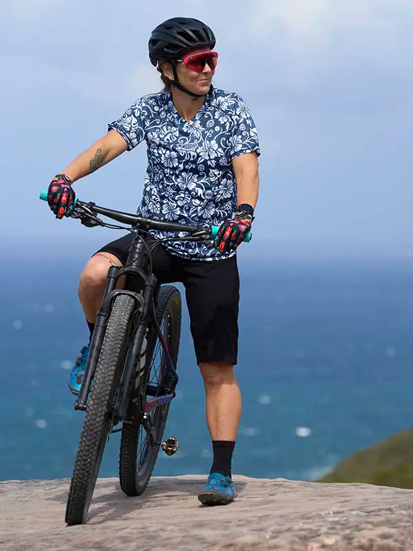 Waimea Blue Women's Mountain Bike Jersey On model | Cycology AUS