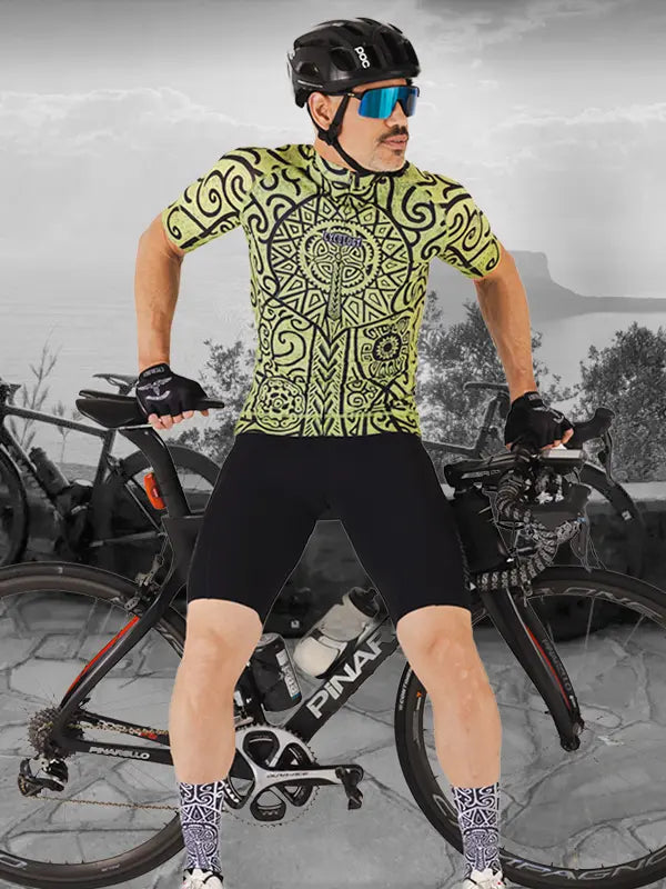 Zanzibar Green Men's Cycling Jersey model on bike  | Cycology AUS