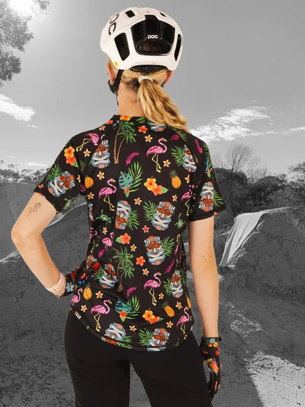 Molokai Black Women's Mountain Bike Jersey  Back  on model | Cycology AUS